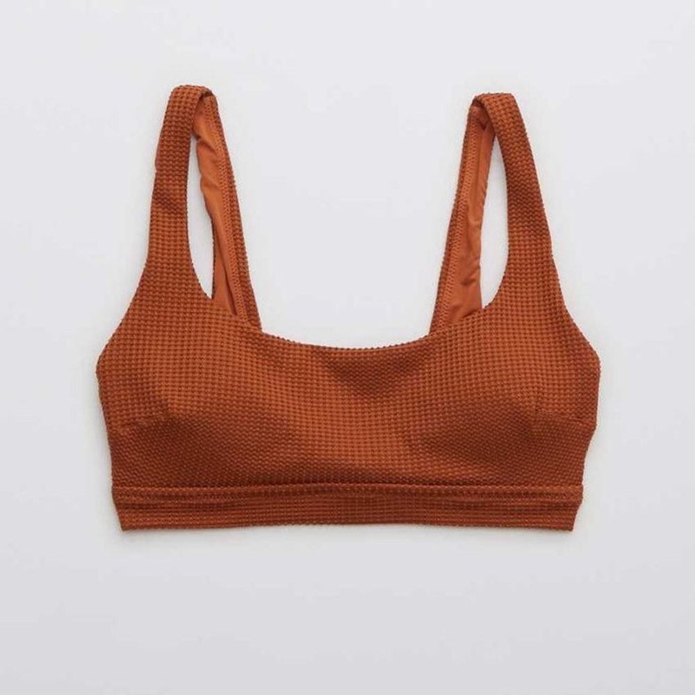 Aerie Waffle banded wide strap scoop bikini top